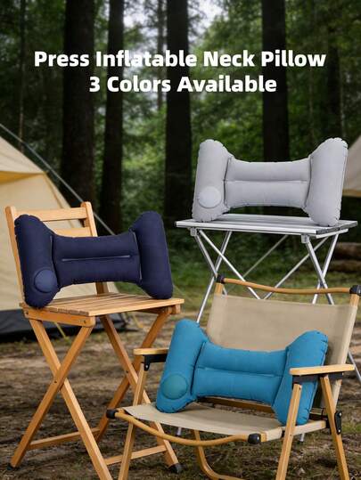 1/3 chiếc gối du lịch bơm hơi - Hỗ trợ cổ khi đi ô tô và máy bay, cũng thích hợp làm gối tựa lưng, lý tưởng cho các chuyến bay dài và những chuyến đi đường dài, phụ kiện hàng không thoải mái, đồ dùng du lịch trang nhã, chất liệu bơm hơi bền, không cần bơm hơi thêm, chỉ cần ấn để bơm.