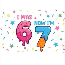 1pc 2D Flat Birthday Party Photography Backdrop, "I WAS 6, NOW I'M 7" Text Design With Donut, Lollipop, Chocolate Pattern, Sparkling Stars, Suitable For 6-7 Years Old Celebration, Family Gathering Party Banner, Vinyl Material - Multicolor - View 27