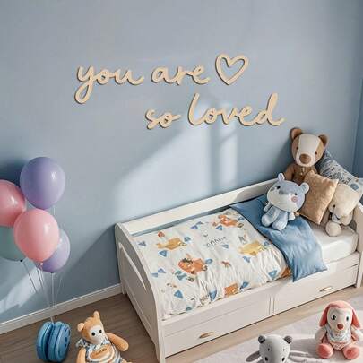 1 Bộ Trang Trí Tường Bằng Gỗ Hình Trái Tim "Bạn Được Yêu Thương Rất Nhiều" - Kiểu Chữ Viết Tay. Trang trí nhà cửa hoàn hảo, tranh treo tường lý tưởng cho nhà, phòng ngủ hoặc phòng chơi game, món quà hoàn hảo cho gia đình hoặc bạn bè.
