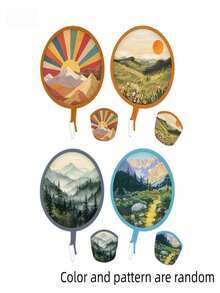 4pcs Round Folding Handheld Fans, Portable Pocket Folding Fans, Japanese Style Summer Fans, Unisex, Random Colors And Patterns, Suitable For Outdoor Sports, Shopping, Beach Camping, Travel, Weddings, Parties, Ball Games And Various Holiday Gatherings, Very Practical Gift - A - View 6