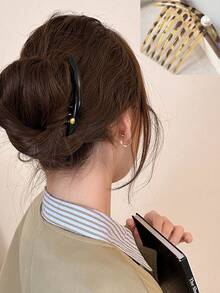 3 pièces Accessoires pour cheveux en forme de croissant de style rétro haut de gamme, pour coiffer les côtés, outil de coiffure pour chignon décontracté, peigne démêlant 7 dents 2026 nouveau, pince à cheveux haut de gamme pour l'occiput, peigne inverse pour chignon, pince à cheveux, épingle à cheveux, bâtonnet à cheveux, cadeau de vacances parfait - Multicolore - Voir 8
