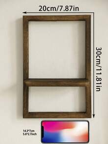 1pc Rustic Wooden Floating Shelf, Wall Mounted Storage Rack In Farmhouse Style For Bedroom, Kitchen, Bathroom, Small Wall Hanging Decorative Organizer - Multicolor - View 13