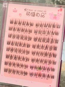 MENGJIESHANGPIN Bộ 96 miếng lông mi giả hình gấu dễ thương, trông tự nhiên, mềm mại, nhẹ, tự dính, lông mi dày dặn. - Xem 5