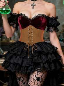 1条女士棕色简约复古系带腰带，适合万圣节文艺复兴时期服装 - 棕色 - 查看 3