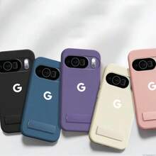 Funda protectora de teléfono con soporte de terciopelo compatible para Pixel 6, 6 Pro, 6a, 7, 7 Pro, 7a, 8, 8 Pro, 8a, 9, 9 Pro, 9a, 10, 10 Pro, 10 Pro XL, 10a - Blanco - Ver 2