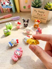 SANRIO 2/4/6pcs Hello Kitty Silicone Bead Decorations, 3D Cute Cartoon Beads Suitable For Making Keychains, Pen Decorations And More - Silicone Charm - View 3
