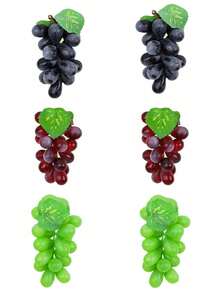 1-12pcs Artificial Realistic Grape Bunches, Black Purple Red Green Rubber Fruit Decor, Suitable For Bowl Fillers, Wedding Party Home Fruit Wine Decoration - Multicolor - View 11