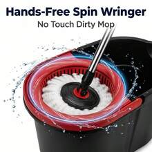 Spin Mop And Bucket With Wringer Set, 360° Spinning Mop Bucket System With 2 Microfiber Mop Replacement Heads And 61" Adjustable Handle For Floor Cleaning With Soap Dispenser (20QT) - 標準型-17吋(藍色) - 查看 3
