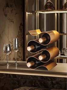 1 pieza Estantería vertical y horizontal moderna ahorradora de espacio de metal para vino - Soporte apilable para botellas de vino con capacidad, hay múltiples opciones de color disponibles, almacenamiento compacto de vino para encimera, bar, mesa de comedor - Ensamblaje adecuado para oficina, uso en restaurante - Multicolor - Ver 10