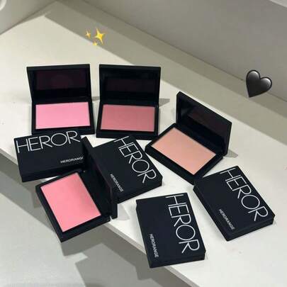 HERORANGE Rubor individual ligero, maquillaje natural desnudo, brillo juvenil y femenino, rubor de contorno mate de baja saturación