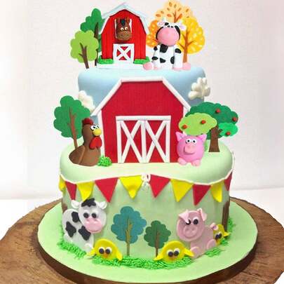 LaVenty Decoración de pastel de animales de granja, decoración de pastel de cumpleaños de animales de granja, decoración de pastel de vaca para fiesta de baby shower de animales de granja, decoraciones de fiesta de cumpleaños