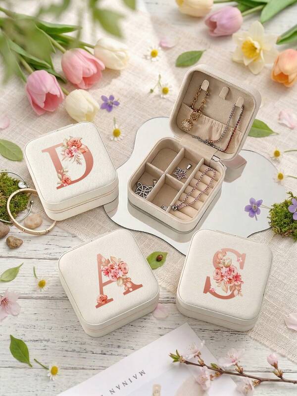 1 ชิ้น กล่องเครื่องประดับลายดอกไม้, กล่องจัดระเบียบเครื่องประดับ, กล่องแสดงเครื่องประดับมัลติฟังก์ชั่น, ของขวัญสำหรับผู้หญิง, ของขวัญคริสต์มาส, กระเป๋า, กระเป๋าเครื่องสำอาง, ของใช้จำเป็นสำหรับการเดินทาง