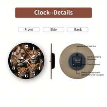 1Pc 2D Wooden Wall Clock,10Inch,Lion Family Portrait Animal Photo Style,Silent Clock,Living Room Bedroom Kitchen Office Decor,Christmas Birthday Gift,Birthday Gifts,Valentines Gift,Graduation,Mother Giftsr,Room Deocr,Wall Deoc,Home Essentials - Style/Multiple Colors/10in/25cm - View 13