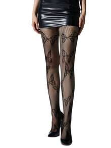 1双女士白色紧身裤白色渔网袜性感渔网袜动物网裤渔网袜蝴蝶渔网袜长筒显瘦袜白色/黑色紧身裤四季皆宜哥特朋克风格蝴蝶网袜 - 彩色 - 查看 11