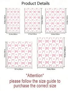 1/4 件套可爱粉色蝴蝶结浴帘套装，现代时尚浴室帘套装，包含防水浴帘、防滑地垫、马桶盖套、浴垫和 12 个塑料挂钩，可机洗，提花编织防水涤纶面料 - A - 查看 4