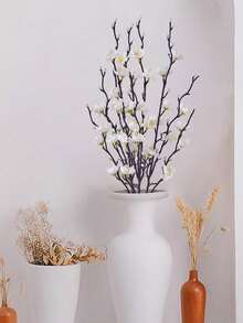 4/8 piezas Flores artificiales de ciruelo blanco de 55 cm, delicadas flores de tallo largo de plástico para decoración del hogar, hotel, oficina, boda, fiesta, jardín - Multicolor - Ver 9