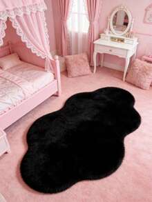 1pc Solid Color Asymmetrical Faux Fur Rug, Cute Gaming Mat, Decorative Carpet, Bedroom Decor, Small Rug, Carpet, Home Decor, Outdoor Rug, Washable Rug, Graduation/Mother's Day Gift - Multicolor - View 4