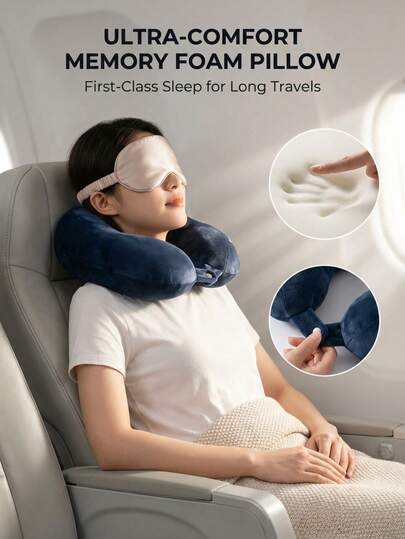 1pc Ergonomic Travel Pillow - Cartoon Design, U-Shaped Neck Support, Ideal For Airplane And Office Travel Napping - Low Rebound Neck Pillow For Neck Support, Suitable For Office, Camping, Hiking, Car, Napping And Holiday Travel, Perfect Gift For Valentine's Day, Christmas, New Year, Etc.