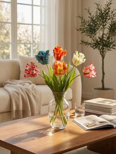 1/3/6/12PCS Artificial Tulips,Or Weddings, French Style, Light Luxury Style, Ins Style Home Decoration, Wedding Arrangements, Candlelight Dinners, Christmas Parties, Table Center Decorations, Outdoor Garden Decorations