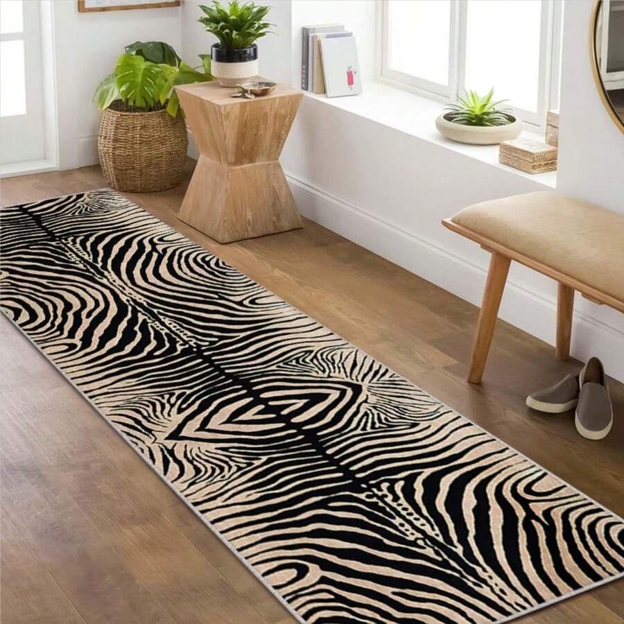 Zebra Printed Room Decoration Floor Mat - Anti Slip, Quick Drying, Bedroom Soft Decoration, Father's Day Birthday Anniversary, Thanksgiving Gift, Christmas, Halloween, Easter, Anniversary Celebration - Multicolor - View 1