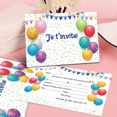 10/30 pièces Confettis d'étoiles colorés, créez une atmosphère de fête joyeuse. Cartes d'invitation d'anniversaire, invitations thématiques, banquet de fête, pré-remplies en français