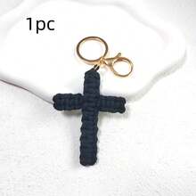 1pc Handmade Woven Cross Keychain, Jesus Keychain, Christian Car Keychain, Bag Charm, Soft Cross Keychain, Bohemian Decor, Unisex, Holiday Decor Pendant, Birthday Gift, Women Keychain, Back To School Gift, Couple Gift, Birthday Gift, Wedding Gift, Holiday Gift, Party Favor, Event Souvenir, Friend Gift, Bag Charm, Car Accessories, Gift For Sister, Teacher - Multicolor - View 20