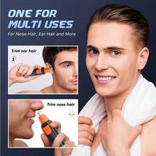 电动鼻毛修剪器，耳部、面部及眉毛清洁修整器，男女通用家用鼻毛去除工具套装 - 橘色 - 查看 4
