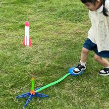 1 Set Outdoor Foam Rocket Launcher Toy Set - Foot-Pump Air Launcher, Fun Activity Game For Indoor And Outdoor Play, Detachable And Portable, Easy To Assemble, Perfect Christmas Gift, Rocket Jumping Toy, Birthday Party Supplies - Multicolor - View 8