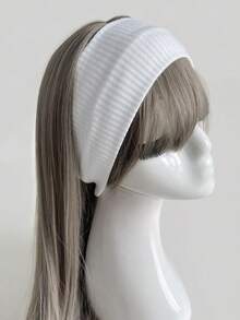 1pc Minimalist Knit Headband, College Casual Sports Headwrap, Pink/Black/White, Versatile Accessories For Men & Women, Year Round Use,Hair Accessories,Turban Headband,Sweatband, School Stuff, College, Headbands Fall Winter Hair Band For Vacation Outfits Woman - 白色 - 查看 6