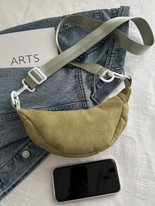 时尚休闲女士斜挎包，新款单肩饺子包，简约轻便小布手提包 - 綠色 - 查看 7