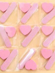 10套/5套/1套，粉色美甲护理套装：迷你指甲锉、心形海绵和水晶棒，非常适合抛光珠宝和DIY美甲护理 - 彩色 - 查看 2