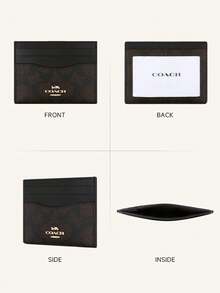 Coach Women's Mini Slim ID Card Holder Canvas Pocket Wallet Credit Card Case - Rust Brown - View 3