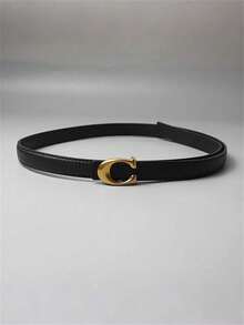 Cinturón de cuero de diseño de moda 2026 para mujer, cinturón versátil para jeans, cinturón negro minimalista casual para pantalones - Multicolor - Ver 4