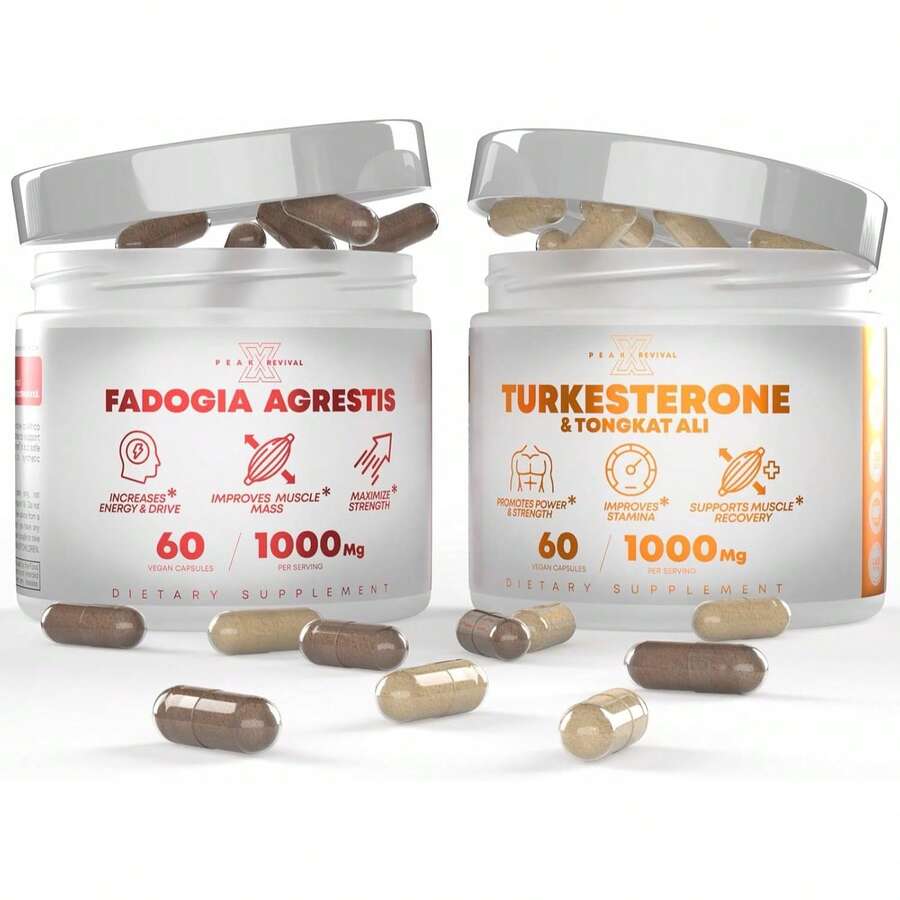 Turkesterone Tongkat Ali Supplement Capsules – Herbal Performance Blend With Fadogia Agrestis | Daily Fitness & Wellness Support - Pack of 2 - 查看 1