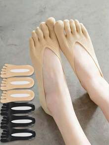 1/2/4/6 đôi tất thuyền nữ, chống trơn trượt, thoáng khí, năm ngón, tất mỏng lót mắt cá chân cho mùa hè - Nhiều màu - Xem 9