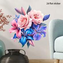 1pc 2D Healing Powder Blue Floral Cluster Forest Fairy Daisy Wall Sticker, Natural Color Transition, Instantly Adds Romantic And Fresh Atmosphere To Space. Made Of PVC Material, Moderate Adhesiveness And No Residue, Suitable For Living Room Background Wall, Sofa Background Wall - مقاس واحد - مشاهدة 4
