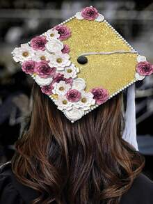 9/3pcs Graduation Cap DIY Glitter Paper Decoration Set, Graduation Cap DIY Decoration Materials, Graduation Photo Prop, Back To School Graduation Cap Decor, Creative DIY Decor For Graduation Gown, DIY Craft Materials For Graduation Party, Graduation Ceremony Small Gift - View 5