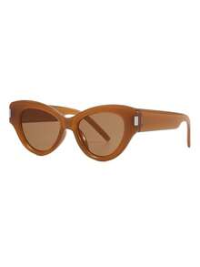 1 Pair Women's Jelly Cat Eye Frame PC Glasses, Gentle Commuting Versatile Fashion - Brown - View 2