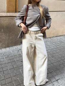 Blazer versátil de cuello alto para mujer, nueva llegada de primavera y otoño de DEEKA - Caqui - Ver 6