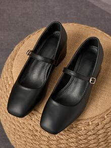 黑色漆皮双色方头蝴蝶结粗跟高跟鞋 – 5厘米 - 黑色 - 查看 4