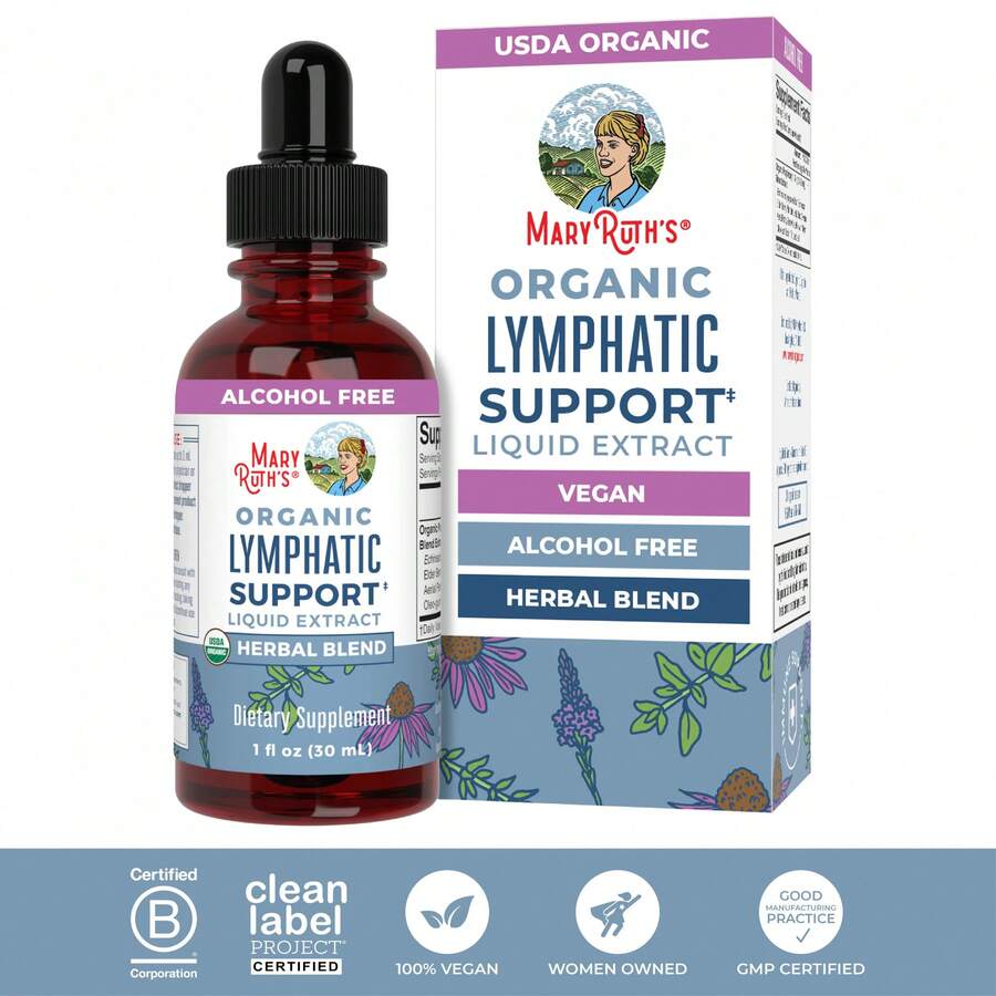 MaryRuth's Lymphatic Support Herbal Blend Liquid Drops - USDA Organic - Echinacea & Elderberry - Blue Vervain - Vegan - 30 Servings - Đơn - Xem 1