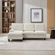Large Sofa And Sofa 194*118*81 Cm, 3 Seater Sofa Ecksofa Für Wohnzimmer, Wohnung, Lounge Und Schlafzimmer – L-Förmiges Schlafsofa, Freizeitsofa, Beige, Leinen - 米色 - 查看 12