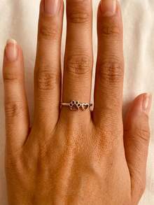ESBERRY 1 chiếc nhẫn hình trái tim và dấu chân mèo dễ thương, đa năng, bằng bạc sterling 925, thanh lịch và tiện dụng, món quà hoàn hảo cho mọi dịp. - Nhẫn hình móng vuốt trái tim - Xem 4