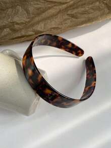 1pc French Classic Fashion Wide Acetic Amber Leopard Print Headband, Non-Slip Teeth, Smooth Surface, Thick For Women,Hairband,Hair Hoop Headbands ,Animal Print Hair Accessories Head Accessories - 棕色玳瑁 - 查看 9