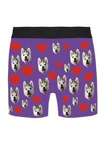 Customized Face Corner Underwear With Pictures, Personalized Face Photo Corner Underwear, Fun Underwear With Faces, And Fun Prank Gifts For Fathers/Husbands/Boyfriends - Purple - View 2