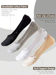 6 Pairs Women's Low Socks, Absorbent And Breathable Cotton, Anti-Odor, Suitable For Spring-Summer Footwear - Multicolor - View 4