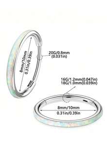 1 pezzo Anello a cerchio cerniera in acciaio inossidabile, ipoallergenico, 16G/18G/20G, per setto nasale, labbro, cartilagine, trago, elice, daith, rook, ecc., blu/rosa, 6mm/8mm/10mm, per lobo, ombelico, capezzolo, ecc., gioielli per piercing unisex - N016 - Visualizzare 5