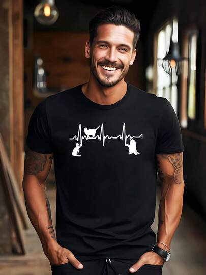 Koningsdag Orange Long-Sleeve Men's Training Suit, Kingsday Men's Long-Sleeve Shirt, Men's Clothing, Jersey And Ninetta. Men's Shirt With Cat Heartbeat Graphic – Playful Kitten Silhouette Design, 100% Cotton, Short-Sleeve Summer Shirt, Regular Fit Casual Shirt For Cat Lovers (Black), Kurdish Cat Shirt