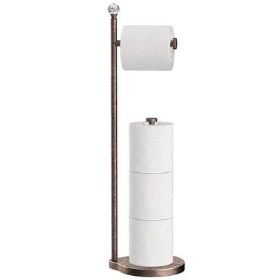 Giá đỡ giấy vệ sinh nhà tắm bằng kim loại chắc chắn, kiểu dáng độc lập, có quả cầu pha lê, phụ kiện hộp đựng giấy vệ sinh.