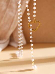 1 chiếc dây chuyền nữ bằng thép không gỉ, kiểu choker đính ngọc trai với khóa hình trái tim, phong cách sang trọng, thích hợp cho hẹn hò, đi làm, quà tặng ngày lễ. - vòng cổ - Xem 6
